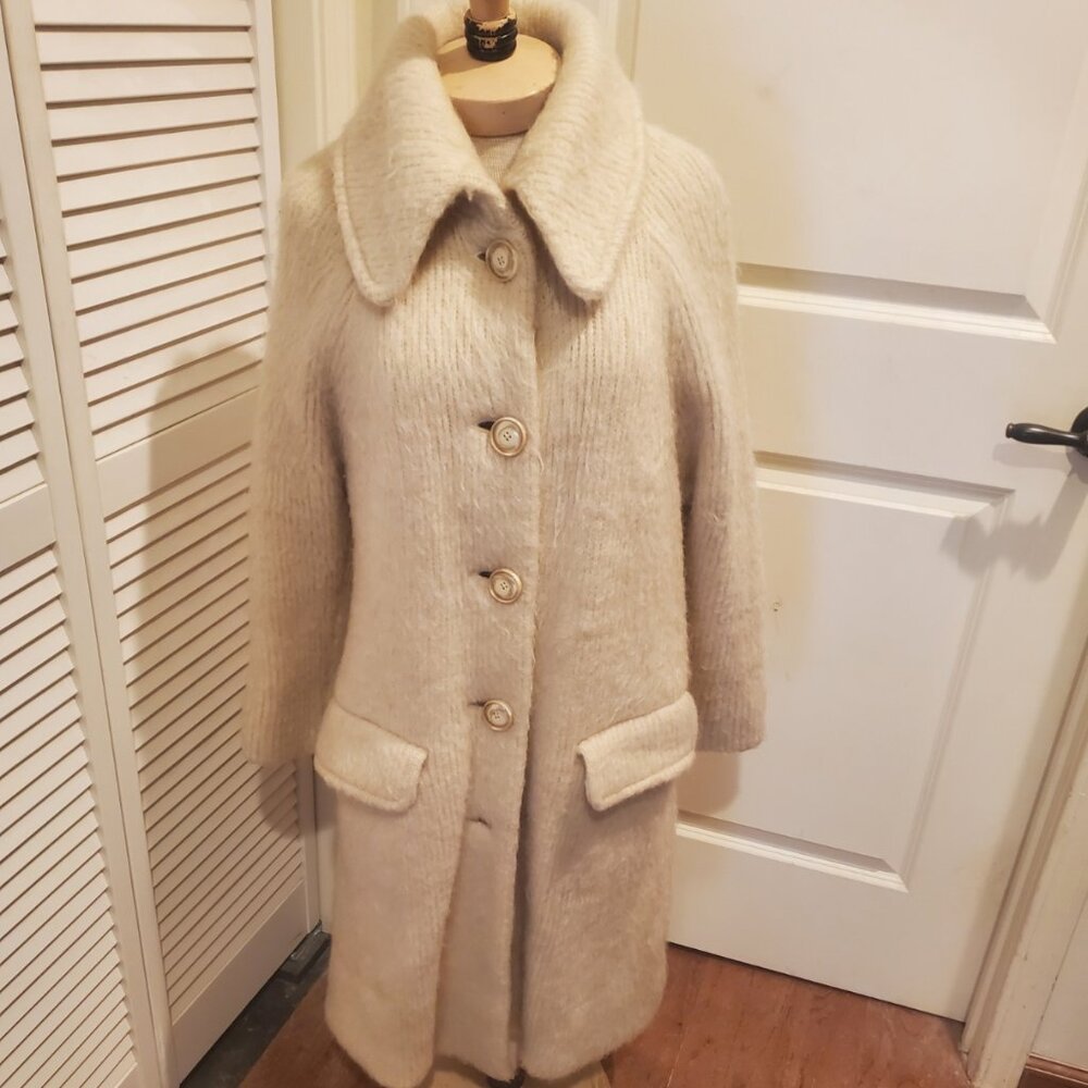 Vintage cream wool sweater coat (1960s)